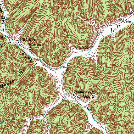 Topographic Map of Burton Fork, KY