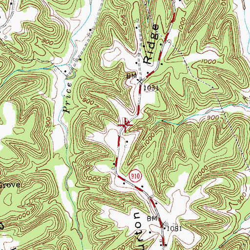 Topographic Map of Burton Ridge, KY