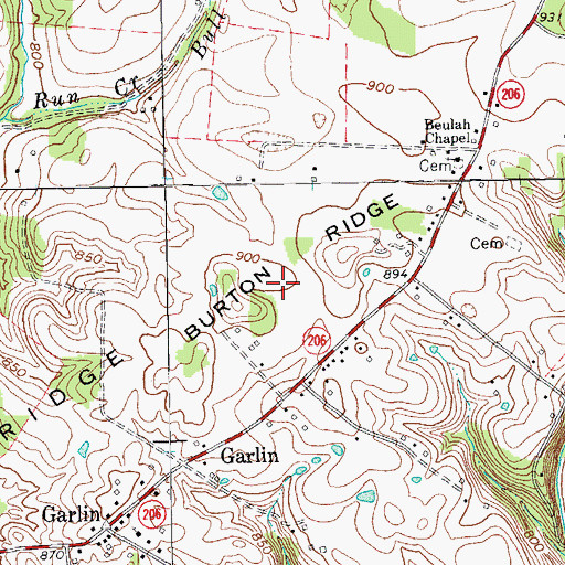 Topographic Map of Burton Ridge, KY