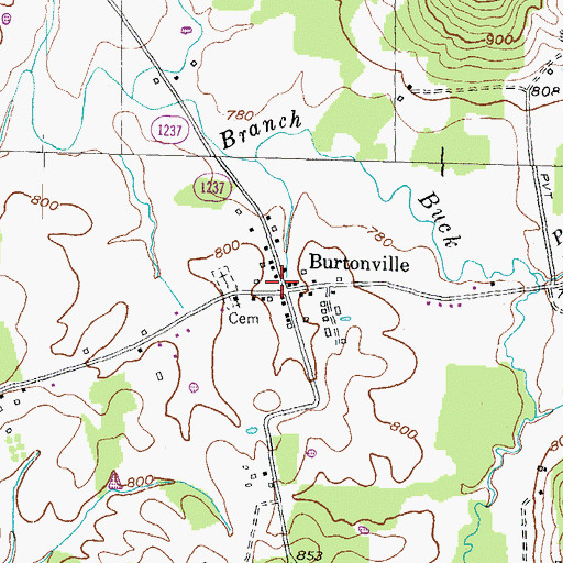 Topographic Map of Burtonville, KY