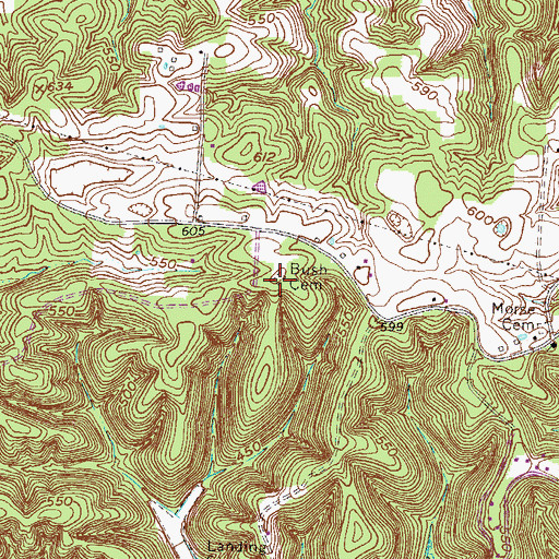 Topographic Map of Bush Cemetery, KY