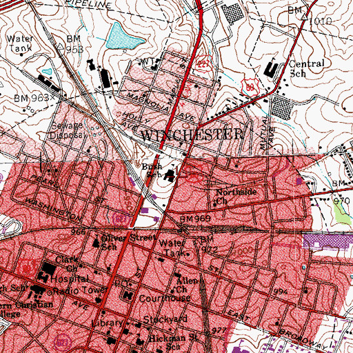 Topographic Map of Bush School, KY