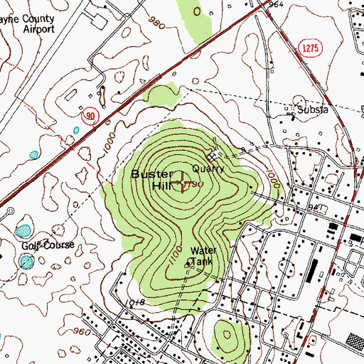 Topographic Map of Buster Hill, KY