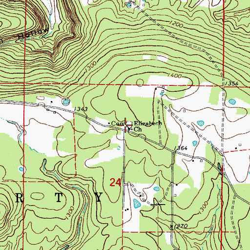 Topographic Map of Elizabeth Church, AR