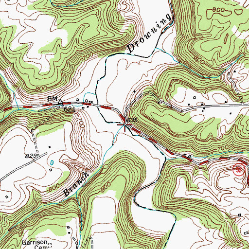 Topographic Map of Butler Branch, KY