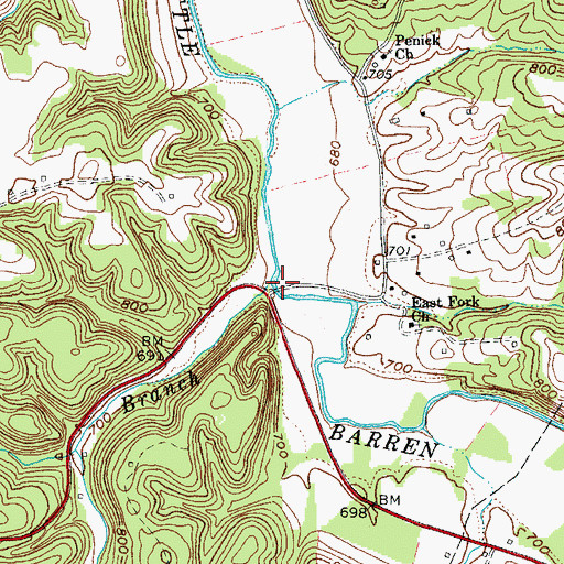 Topographic Map of Butler Branch, KY