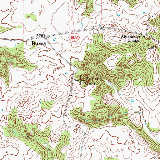 Topographic Map of Butler Cemetery, KY
