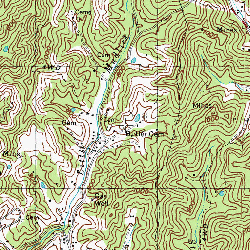 Topographic Map of Butler Cemetery, KY