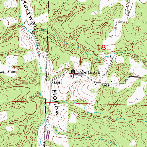 Topographic Map of Elizabeth Church, AR