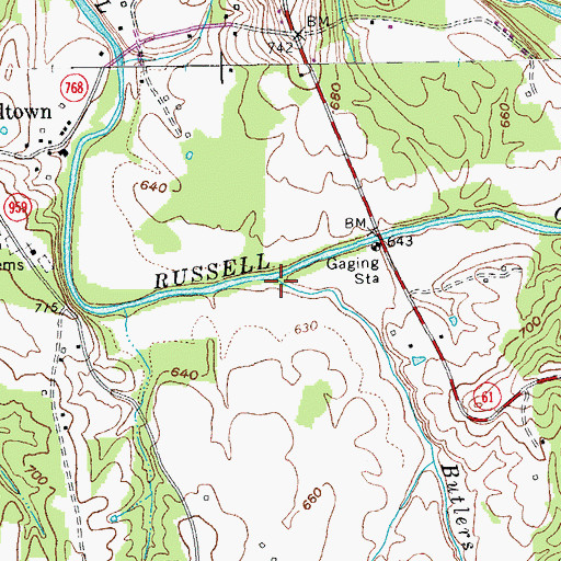 Topographic Map of Butlers Fork, KY