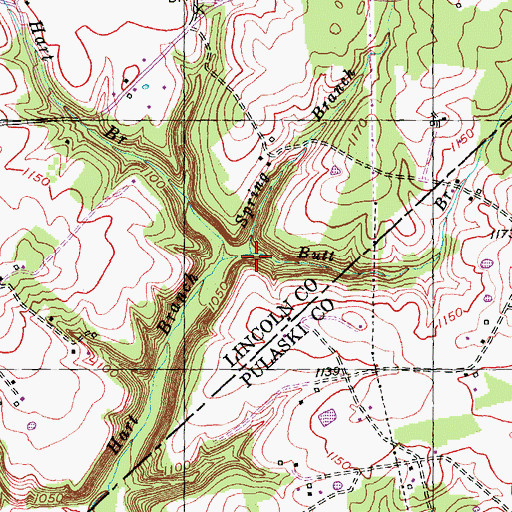 Topographic Map of Butt Branch, KY