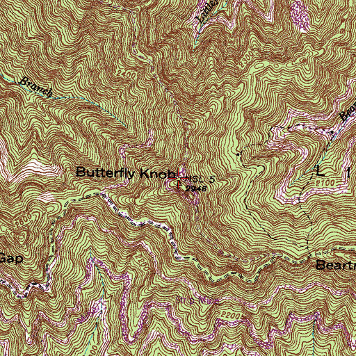 Topographic Map of Butterfly Knob, KY