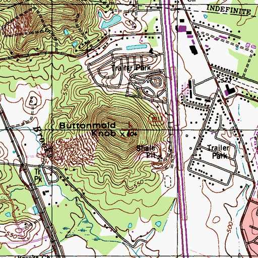 Topographic Map of Buttonmold Knob, KY