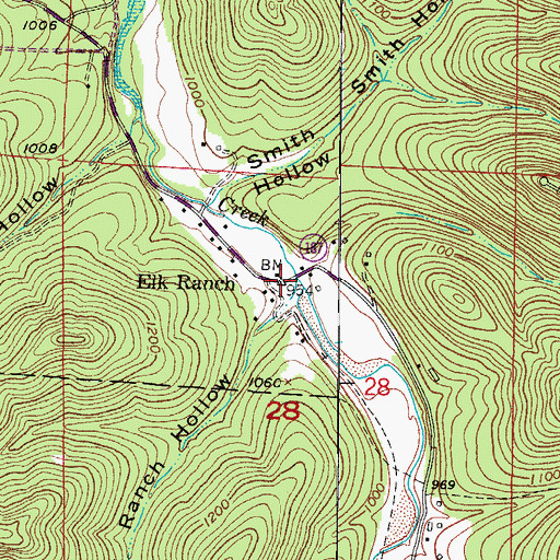 Topographic Map of Elk Ranch, AR