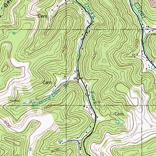 Topographic Map of Buzzard Den Branch, KY