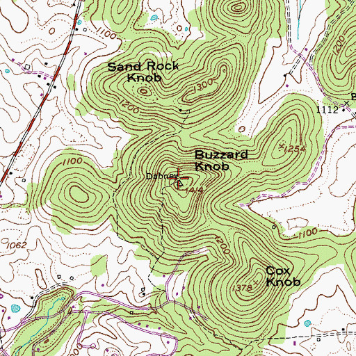 Topographic Map of Buzzard Knob, KY