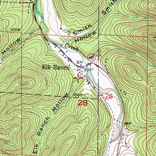 Topographic Map of Elk Ranch Hollow, AR