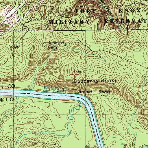 Topographic Map of Buzzard Roost, KY