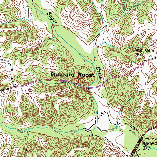 Topographic Map of Buzzard Roost, KY