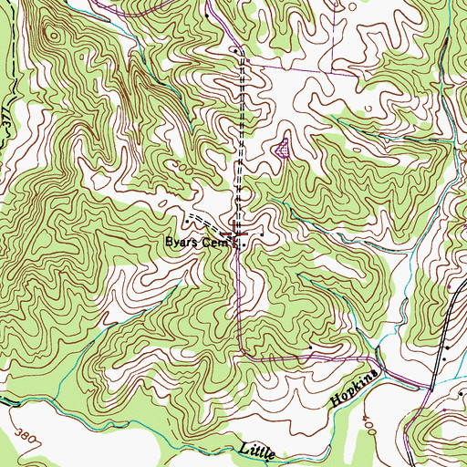 Topographic Map of Byars Cemetery, KY