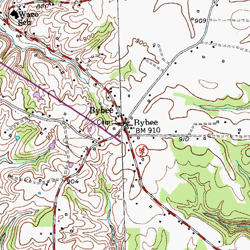 Topographic Map of Bybee, KY