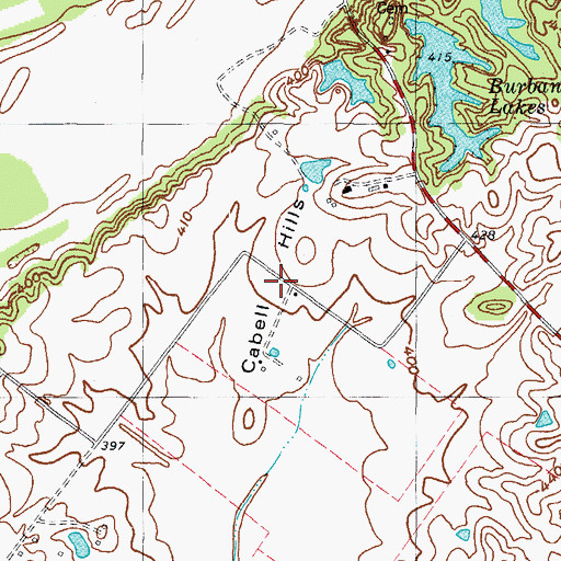 Topographic Map of Cabell Hills, KY