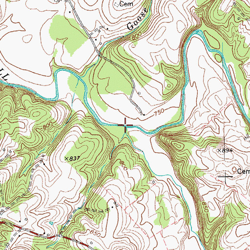 Topographic Map of Cabin Fork Creek, KY