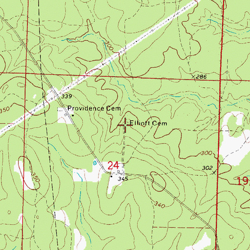 Topographic Map of Elliott Cemetery, AR