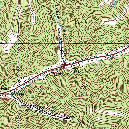 Topographic Map of Cabin Knoll Branch, KY