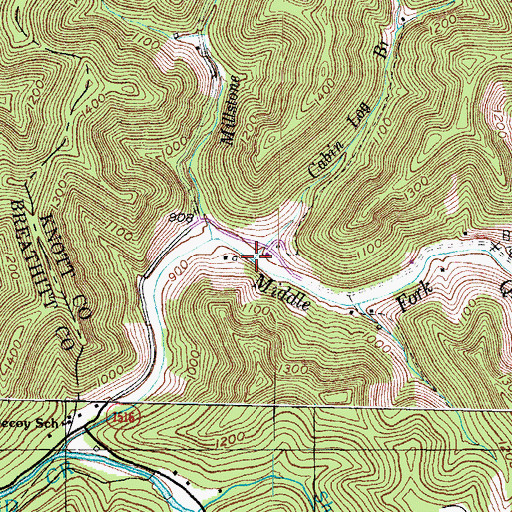 Topographic Map of Cabin Log Branch, KY
