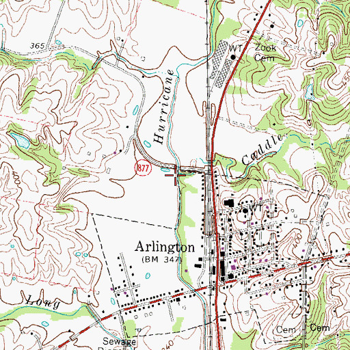 Topographic Map of Caddle Creek, KY