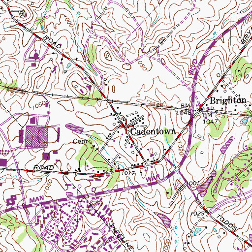 Topographic Map of Cadentown, KY