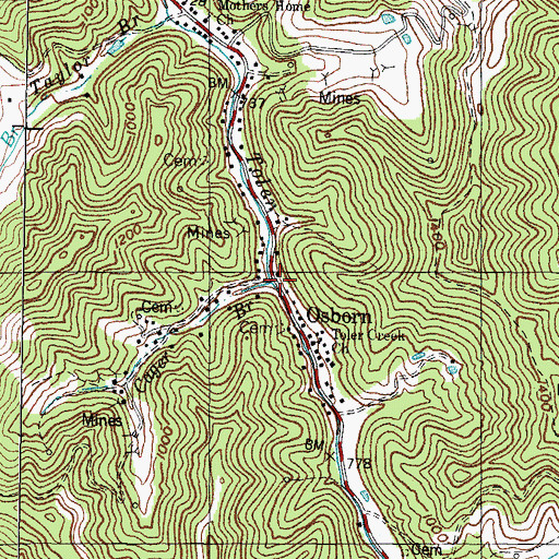 Topographic Map of Cager Branch, KY