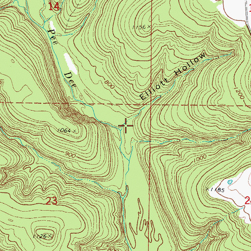 Topographic Map of Elliott Hollow, AR