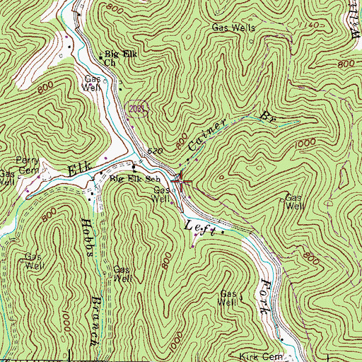Topographic Map of Cainer Branch, KY