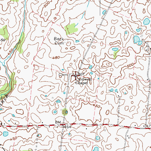 Topographic Map of Caldwell Chapel, KY