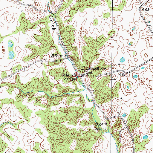 Topographic Map of Caldwell Spring, KY
