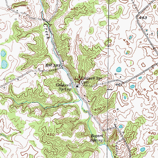 Topographic Map of Caldwell Spring Cemetery, KY