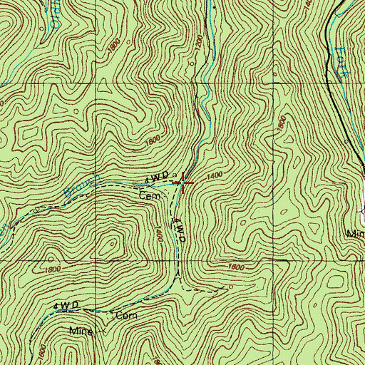 Topographic Map of Calfpen Branch, KY