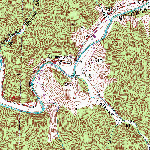 Topographic Map of Calhoun Branch, KY