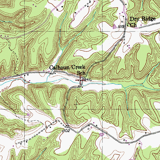Topographic Map of Calhoun Creek School, KY