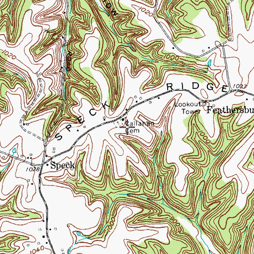 Topographic Map of Callahan Cemetery, KY