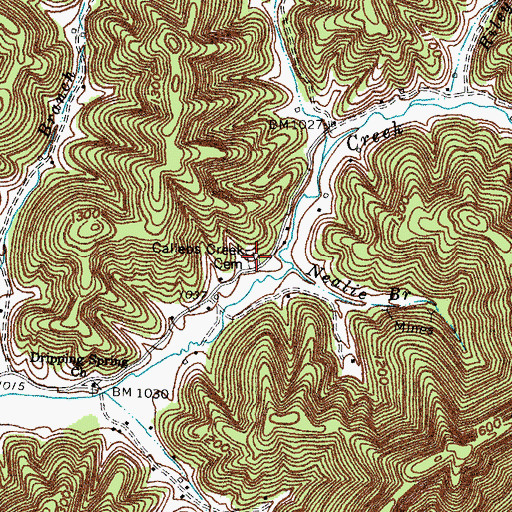 Topographic Map of Callebs Creek Cemetery, KY