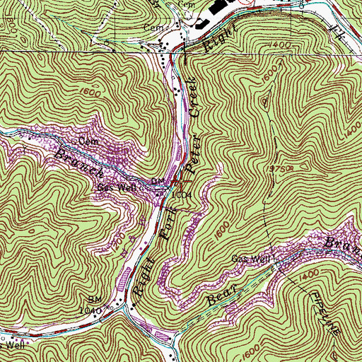 Topographic Map of Calloway Branch, KY