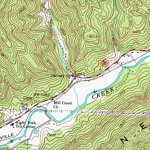 Topographic Map of Calvary Church, KY