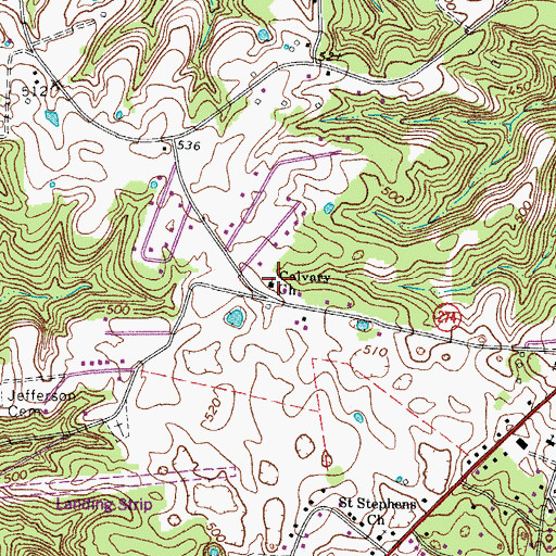 Topographic Map of Calvary Church, KY