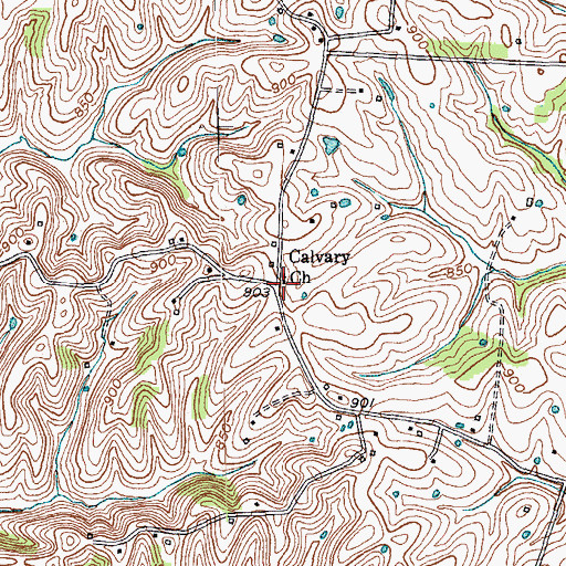 Topographic Map of Calvary Church, KY