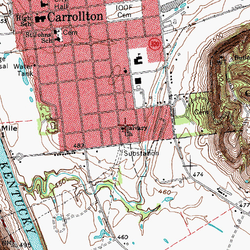 Topographic Map of Calvary Church, KY