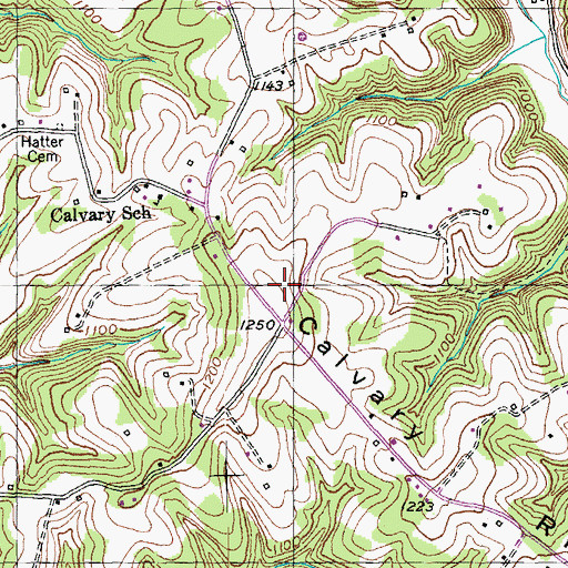 Topographic Map of Calvary Ridge, KY