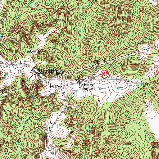Topographic Map of Calvary Temple, KY